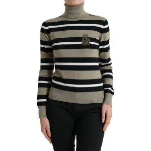 Dolce & Gabbana Multicolor Striped Wool Turtleneck Sweater