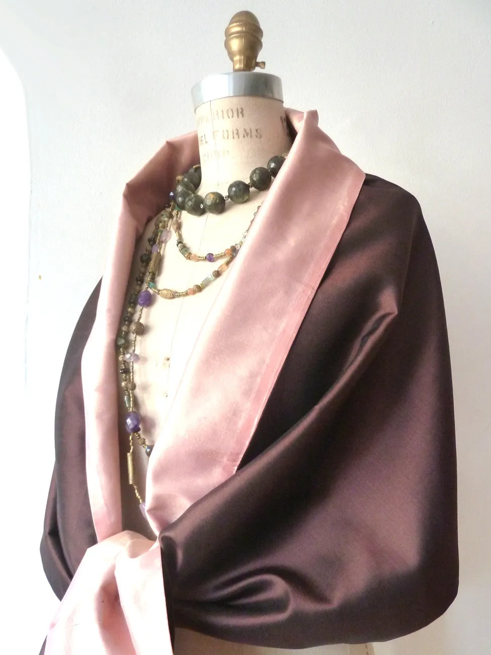 Double Sided Evening Shawl Eggplant Sand Pink