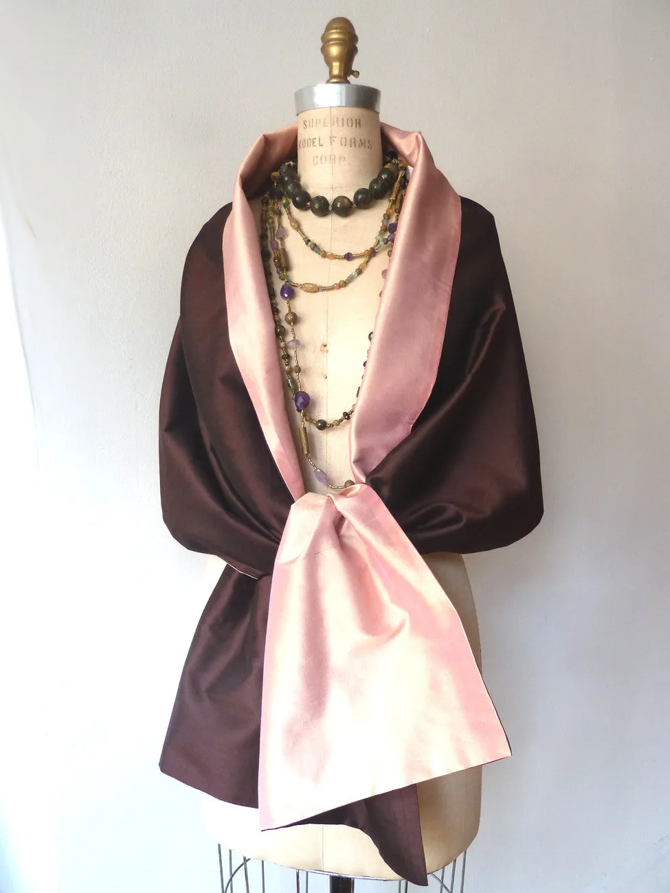 Double Sided Evening Shawl Eggplant Sand Pink