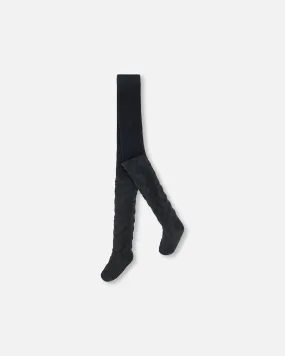 DPD Knit Tights with Bow Jacquard in Black