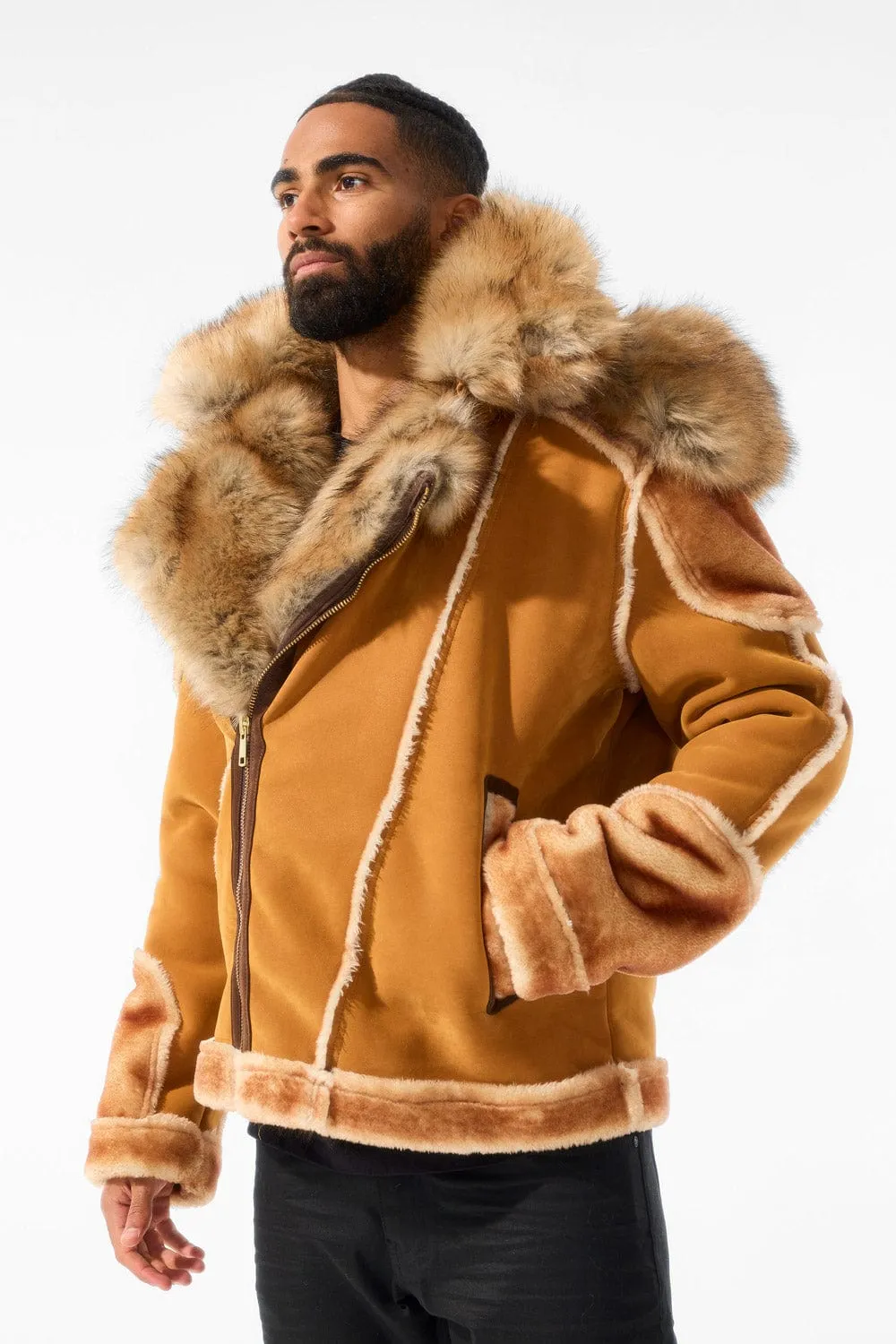 El Jefe Shearling Moto Jacket (Cognac)