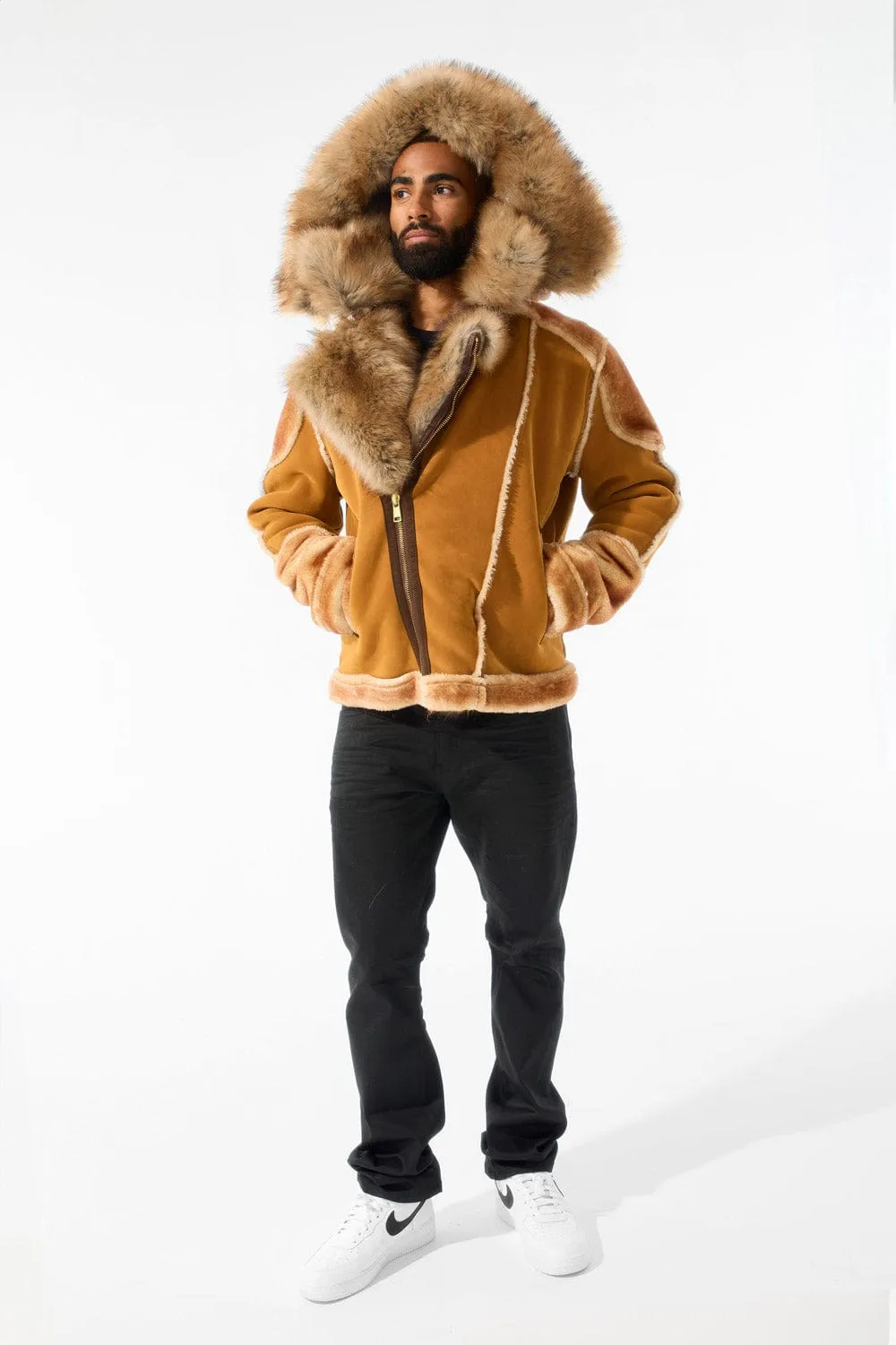 El Jefe Shearling Moto Jacket (Cognac)