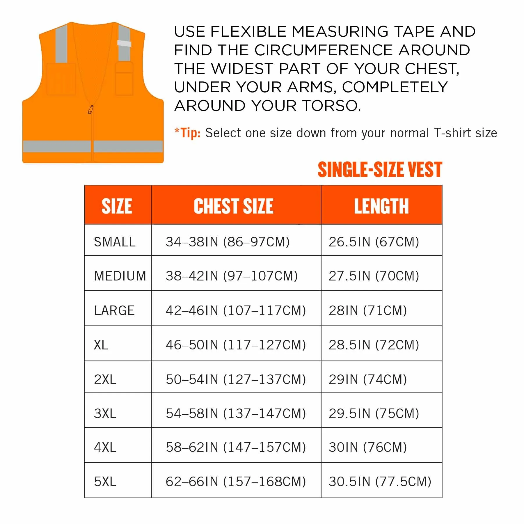 Ergodyne 24514 8249Z-S L Orange Class 2 Economy Surveyors Vest - Single Size