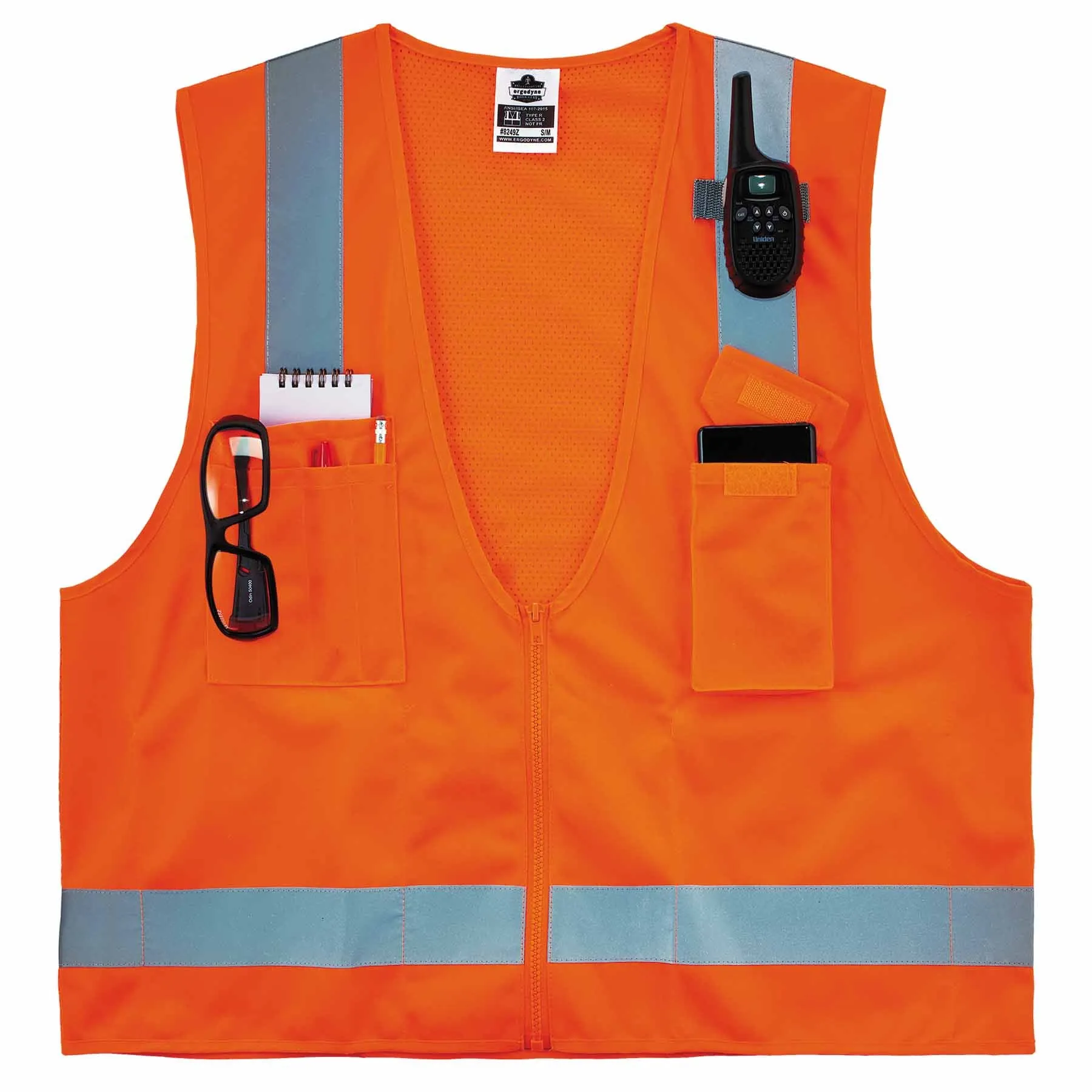 Ergodyne 24514 8249Z-S L Orange Class 2 Economy Surveyors Vest - Single Size