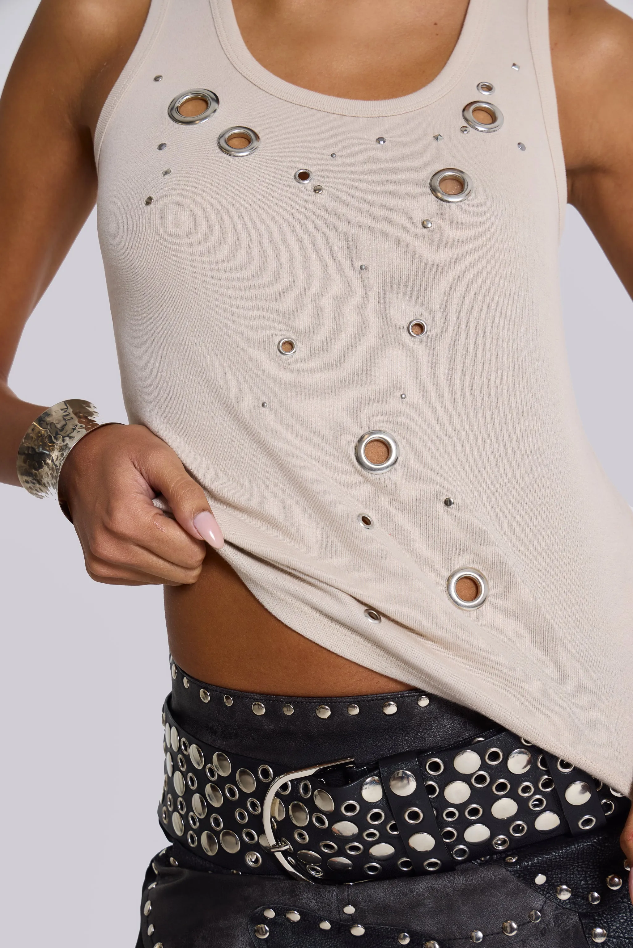 Eye Contact Vest Top With Eyelets