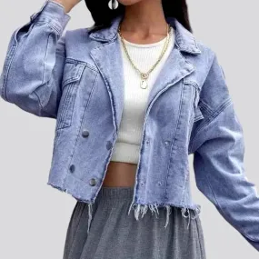 Fashion light-wash denim jacket for ladies