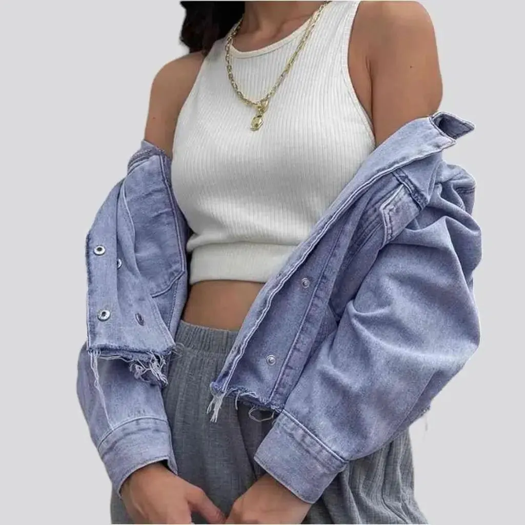 Fashion light-wash denim jacket for ladies