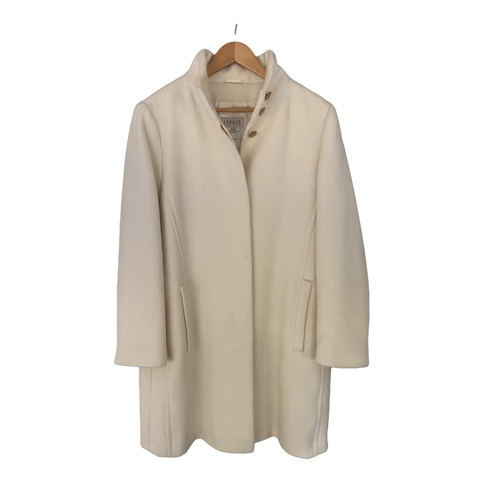 Feraud Wool and Angora Mix Coat Cream with Belt FR46 UK Size 18