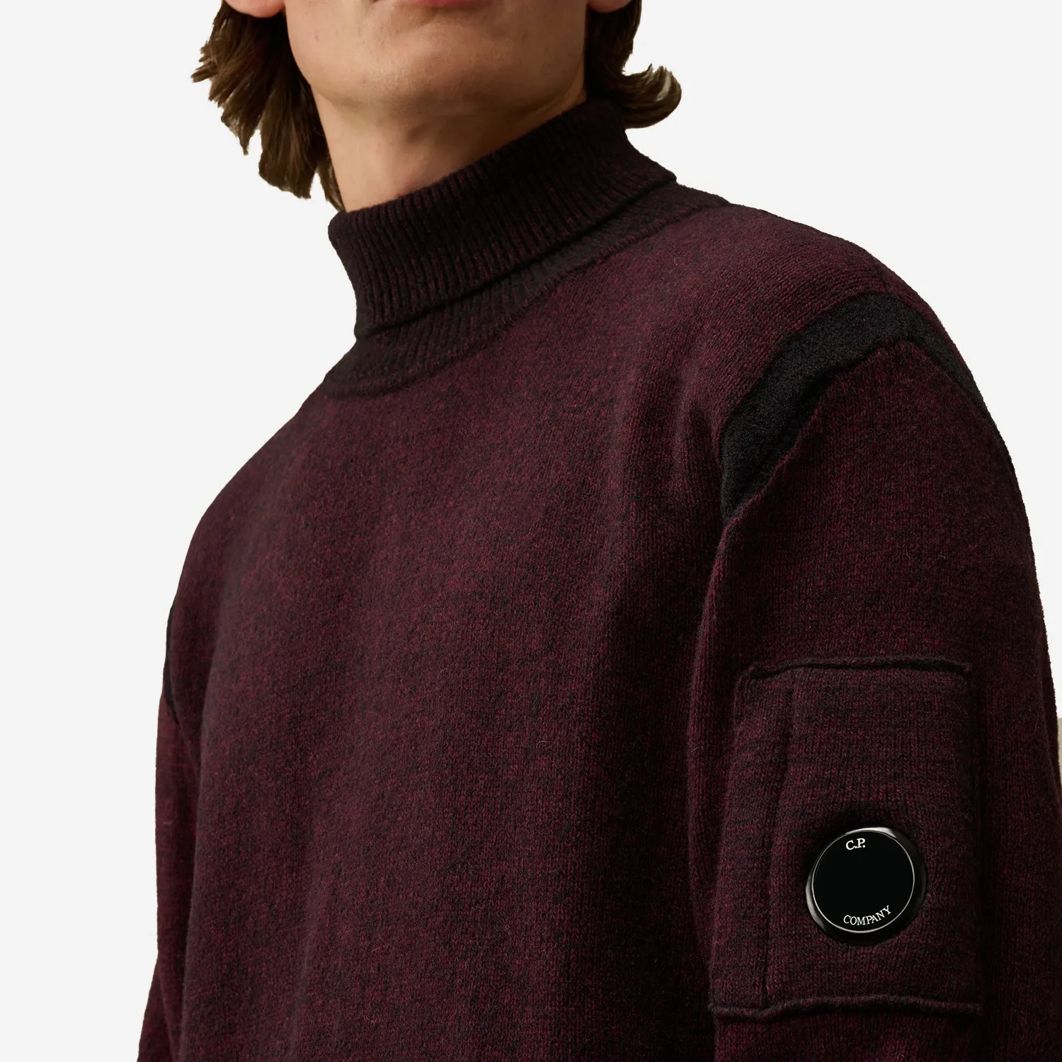 Fleece Knit Vanise Turtleneck Sweater - Potent Purple/Black