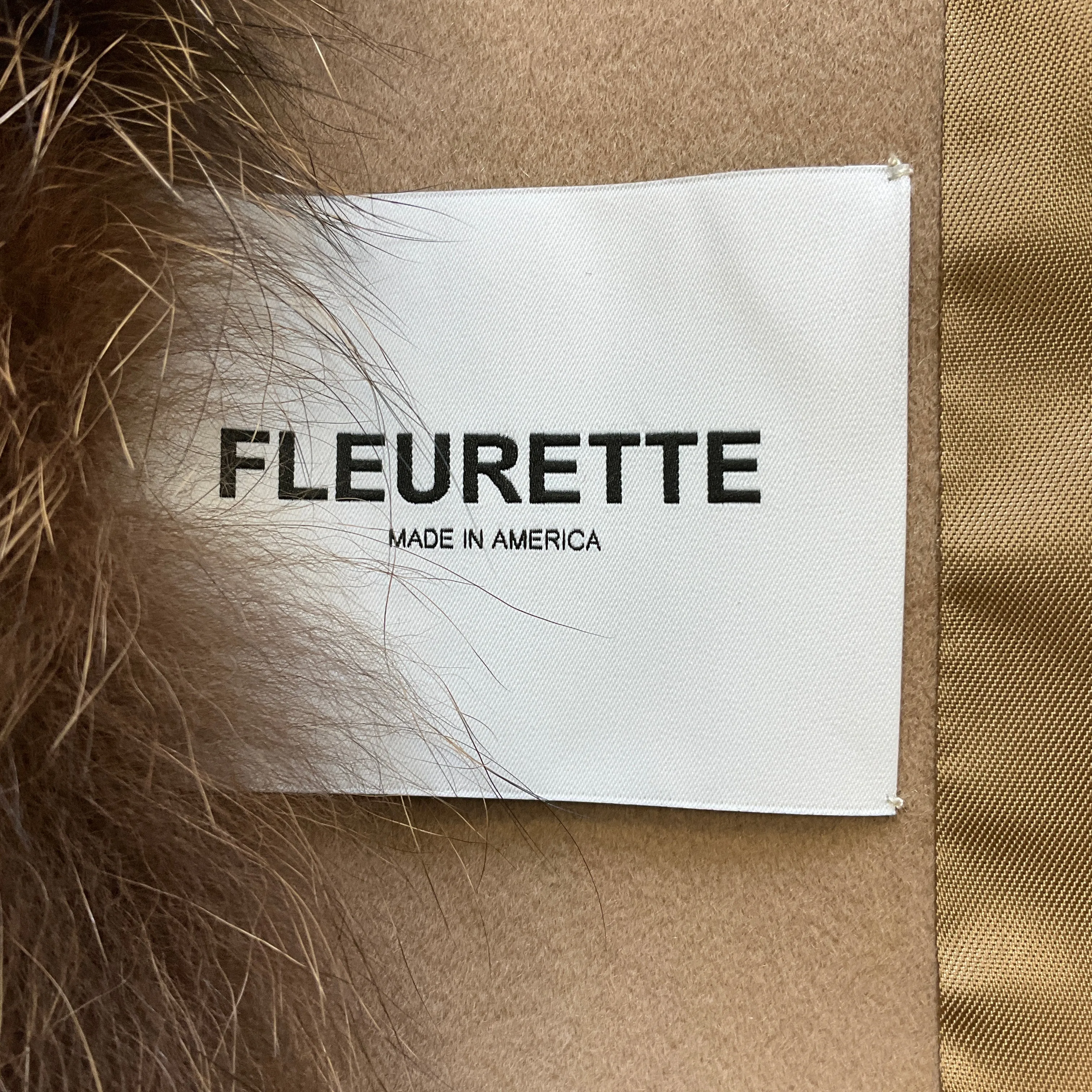 Fleurette Camel Fox Fur Trimmed Belted Wool Coat