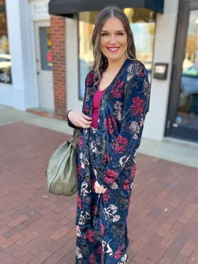 Floral Velvet Burnout Cardigan