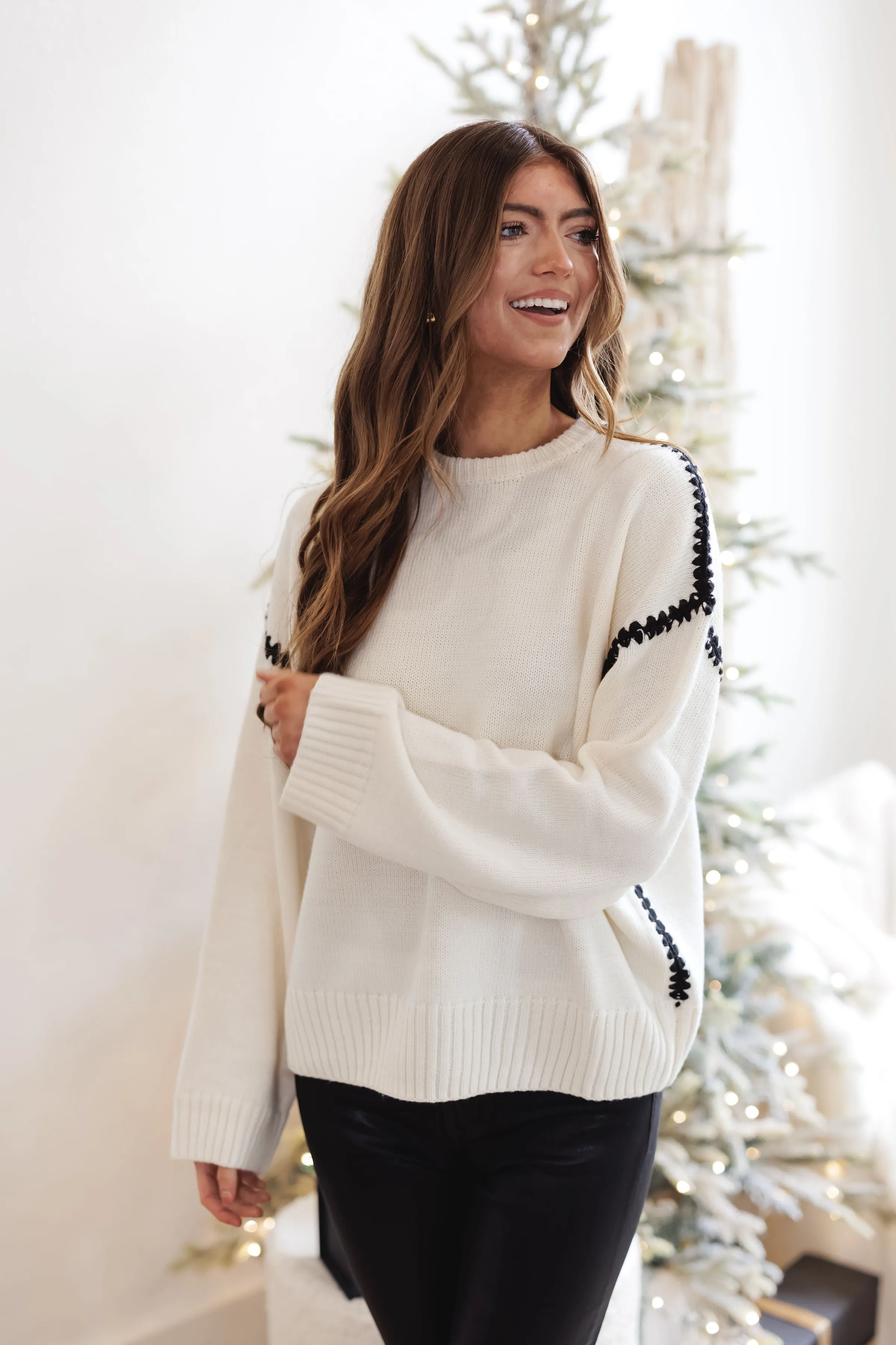 Frosted Twilight Sweater - Cream/Black