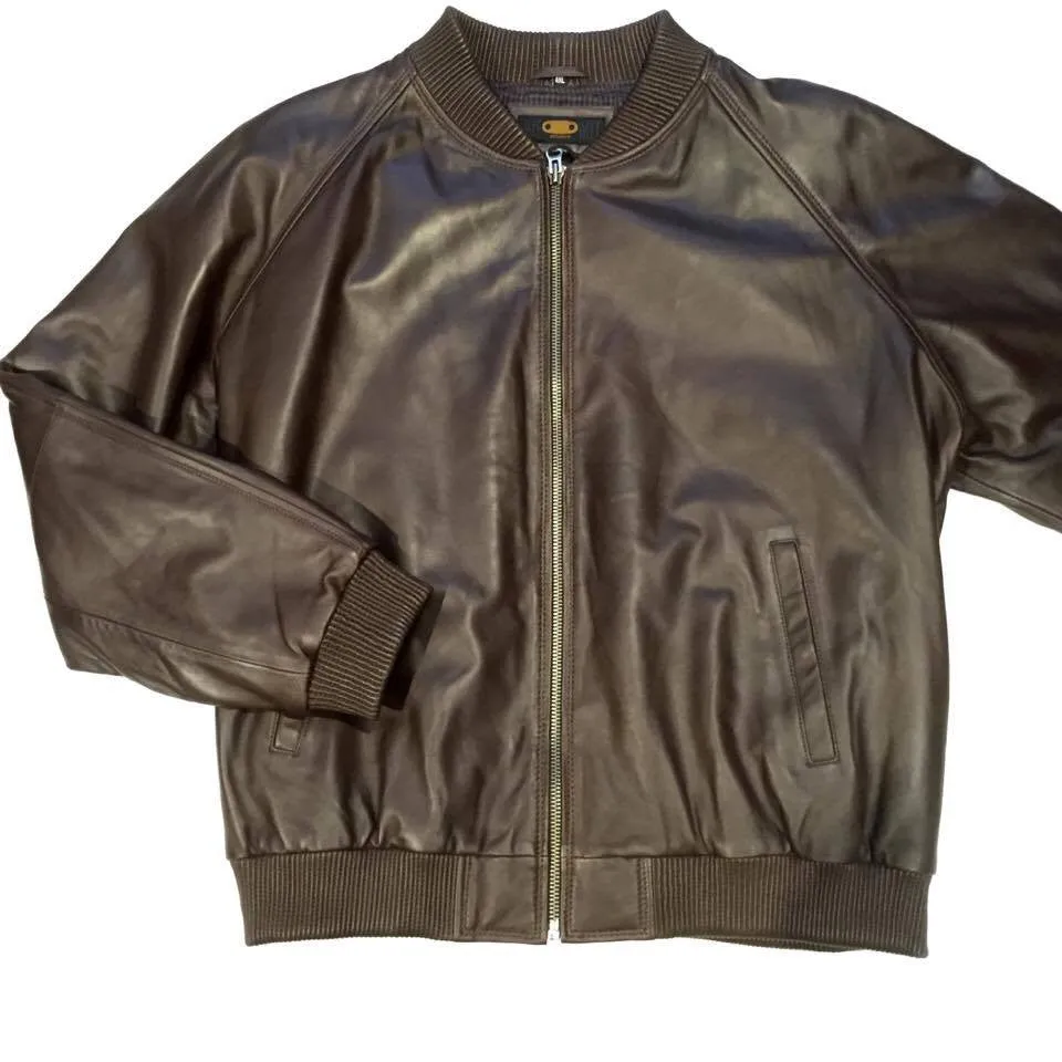 G-Gator Men's Chocolate Leather Lambskin Varsity Jacket