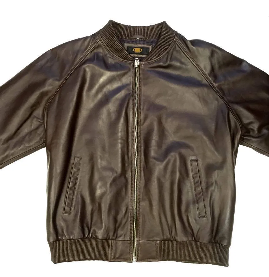 G-Gator Men's Chocolate Leather Lambskin Varsity Jacket