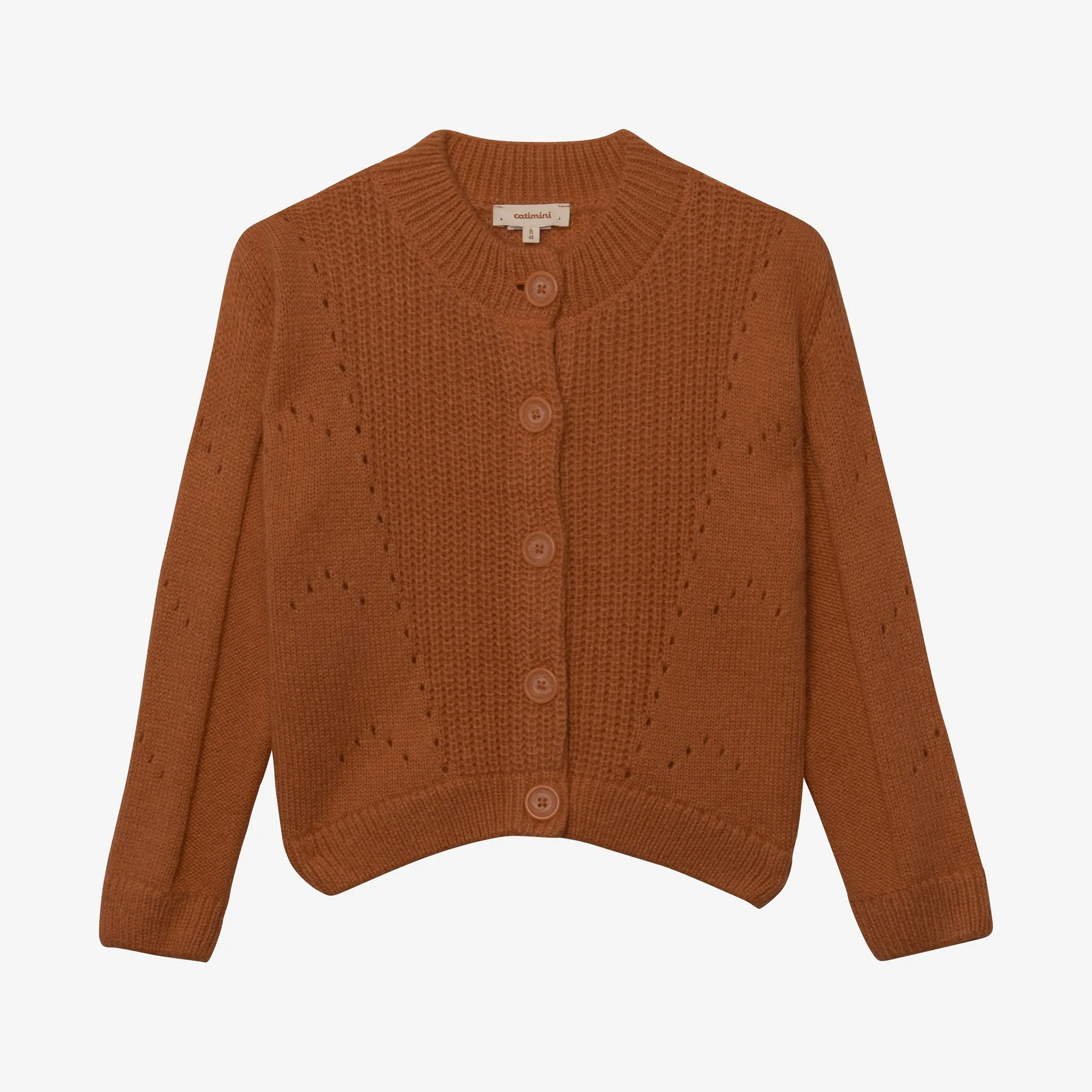 Girl caramel openwork cardigan