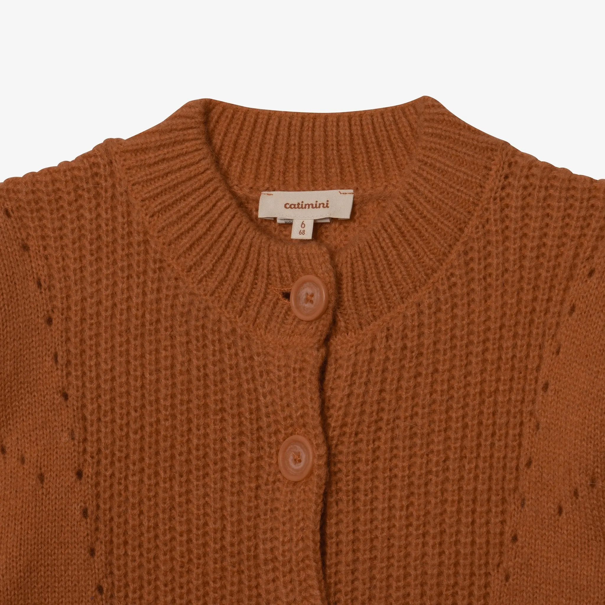 Girl caramel openwork cardigan