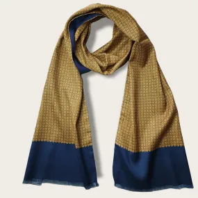 Gold Orange Navy Blue Luxury Scarf