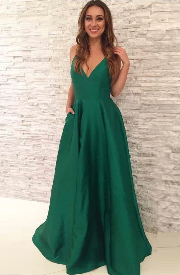 Green Prom Dress, Evening Dress ,Winter Formal Dress, Pageant Dance Dresses, Graduation School Party Gown, PC0117