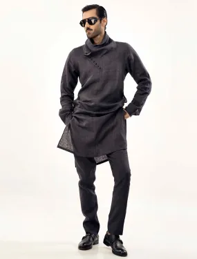 GREY TEXTURED KURTA