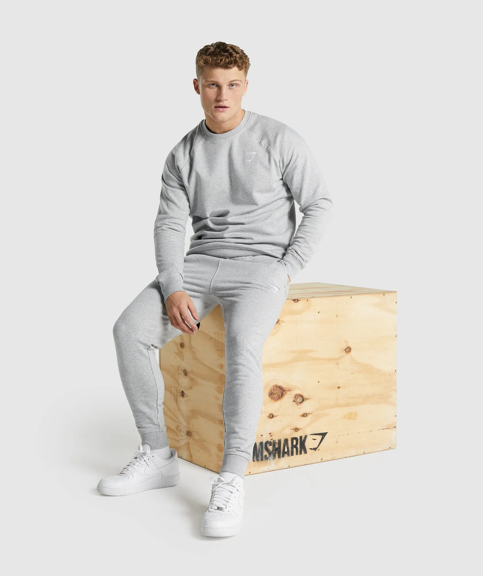 Gymshark Crest Joggers - Light Grey Marl