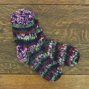 Hand Knitted Wool Ankle Socks - SD Purple Mix