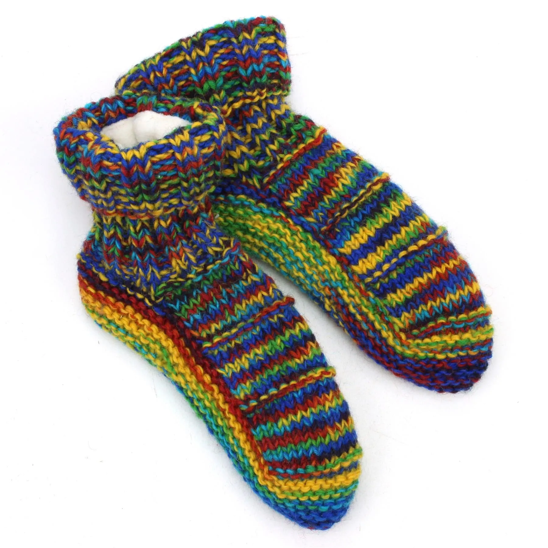 Hand Knitted Wool Ankle Socks - SD Rainbow Mix