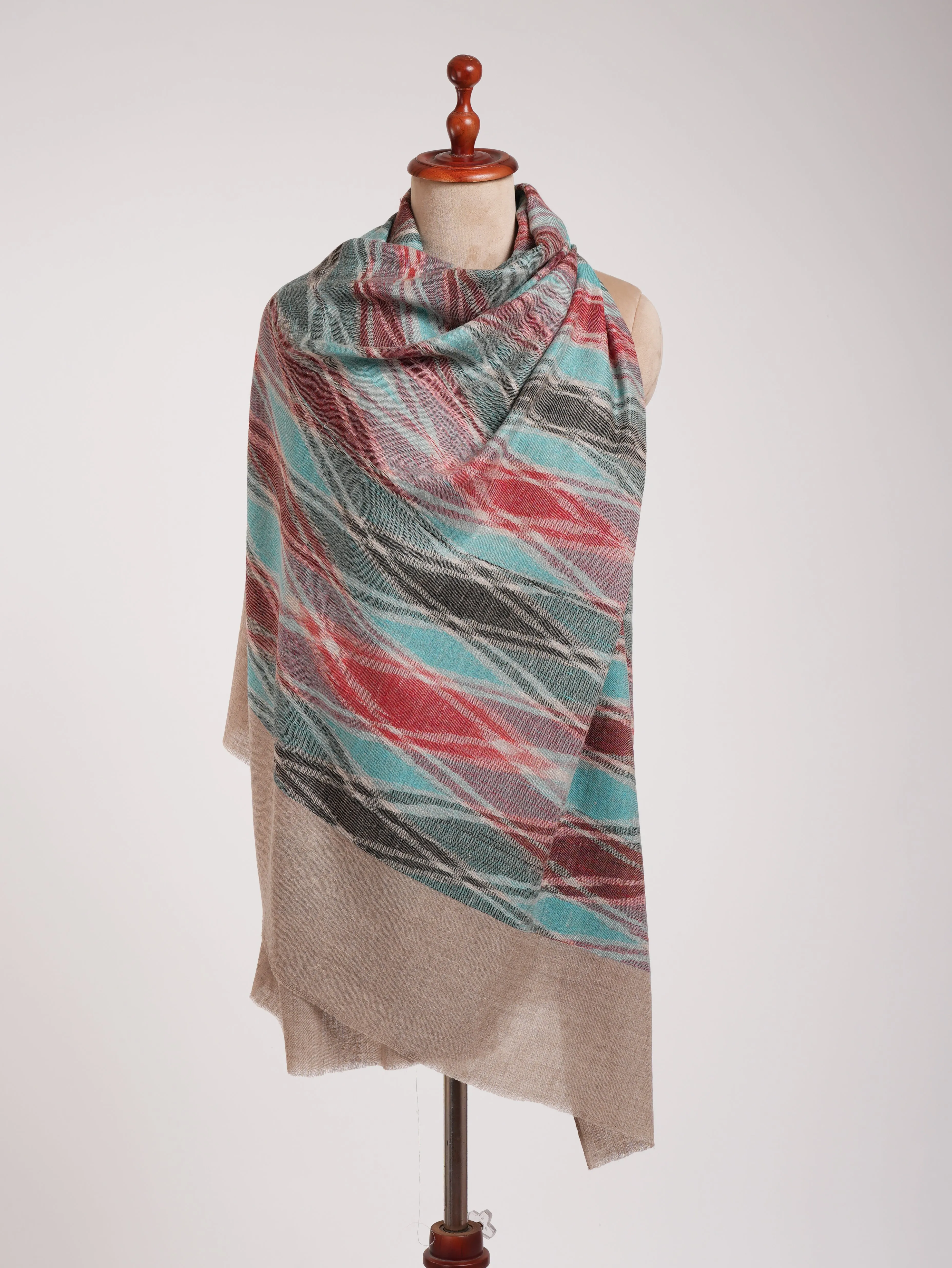 Handloomed Soft Pashmina Ikat Shawl