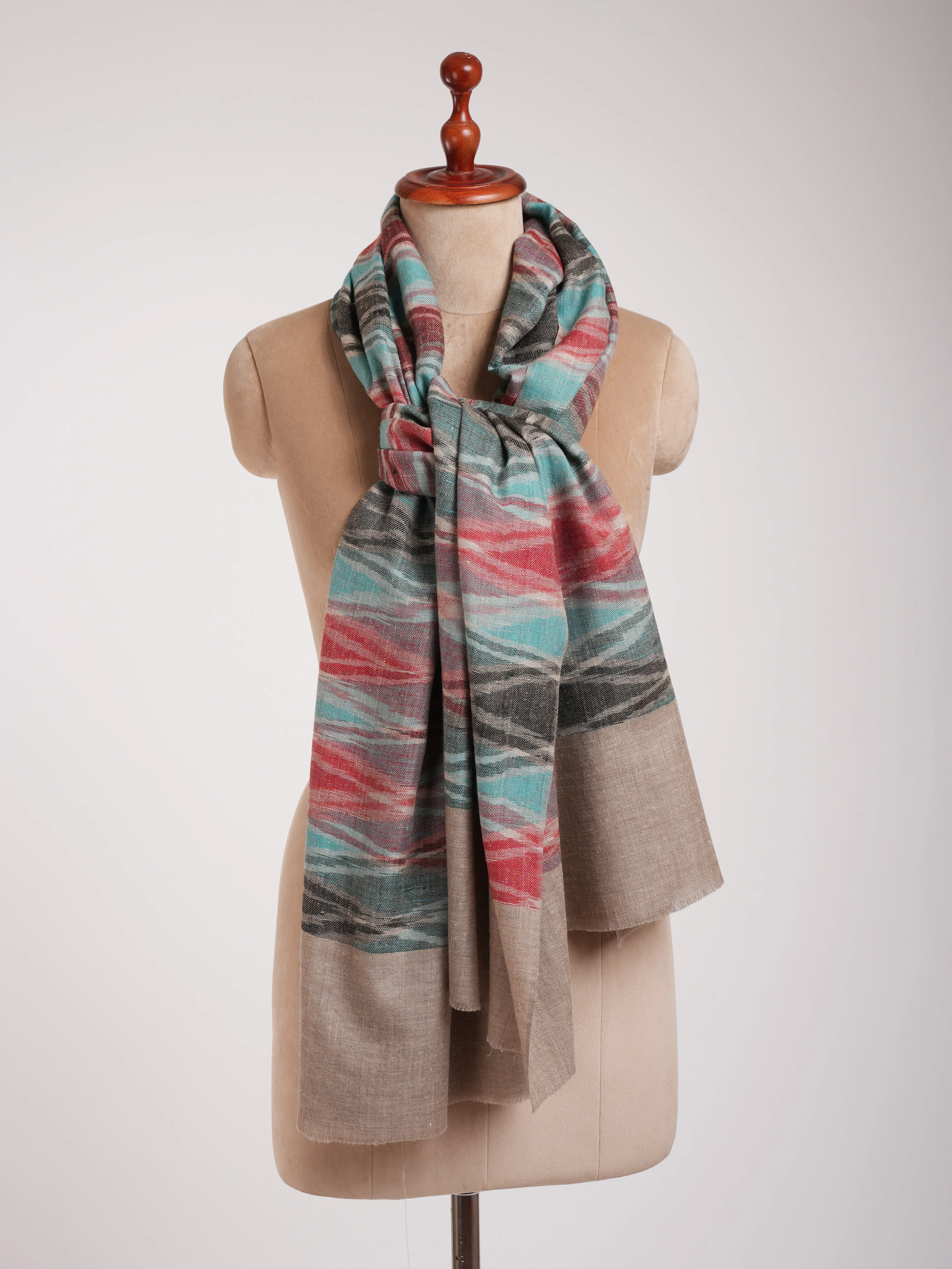 Handloomed Soft Pashmina Ikat Shawl