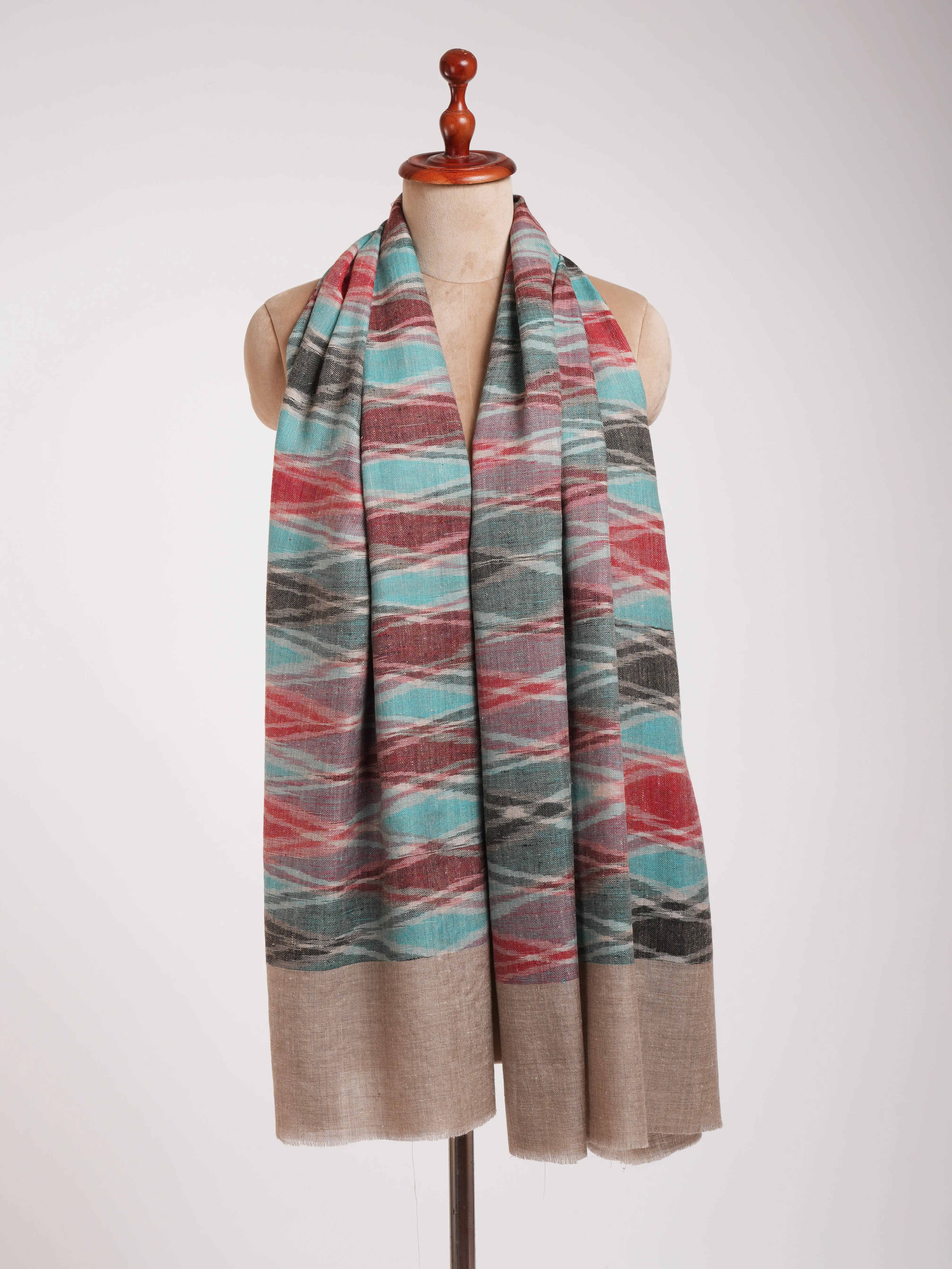 Handloomed Soft Pashmina Ikat Shawl