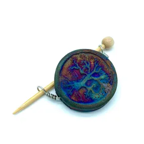 Handmade Ceramic Shawl Pin ~ Raku Tree of Life