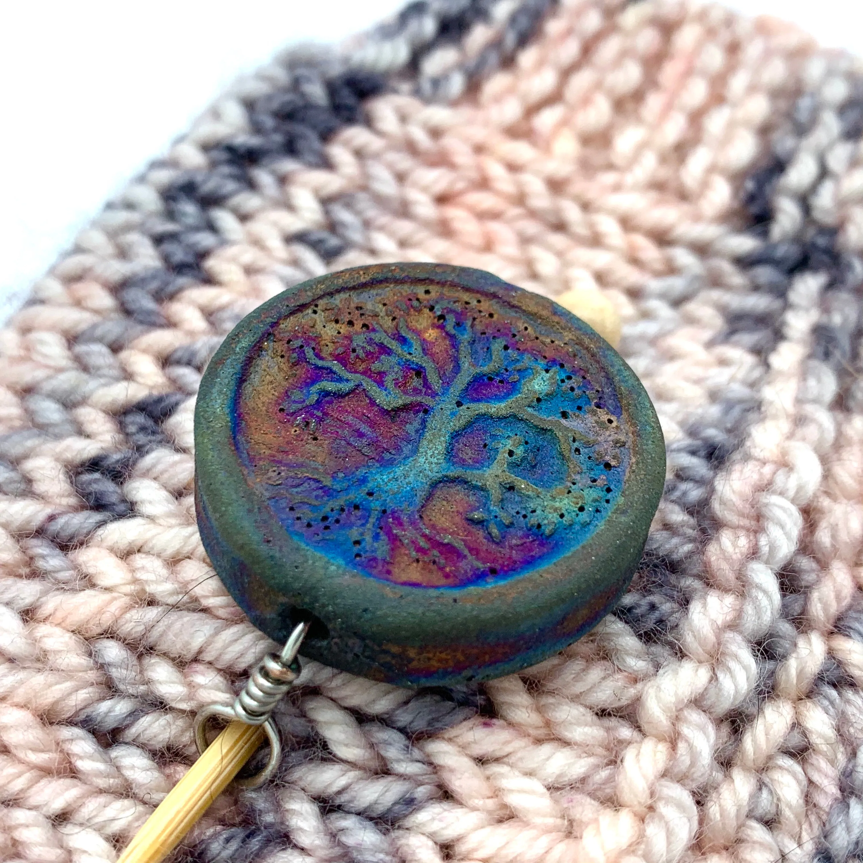 Handmade Ceramic Shawl Pin ~ Raku Tree of Life