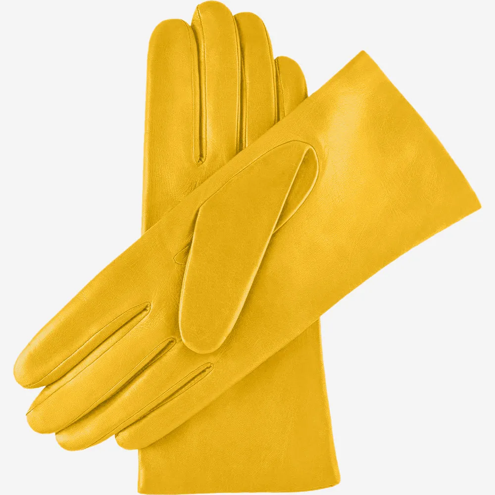 Isabella (yellow) - Italian lambskin leather gloves with luxurious cashmere lining