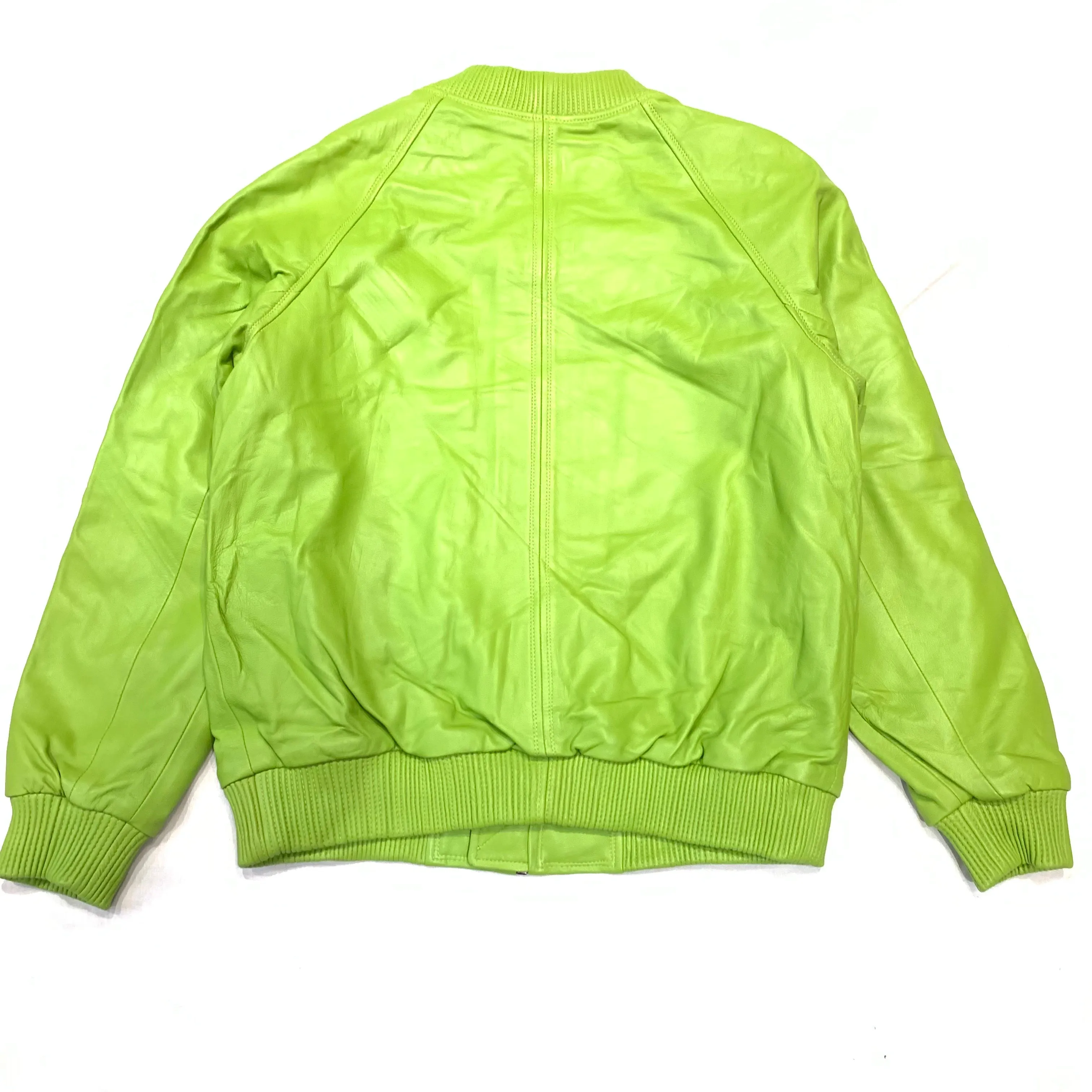 Jakewood Lime Green Lambskin Varsity Jacket