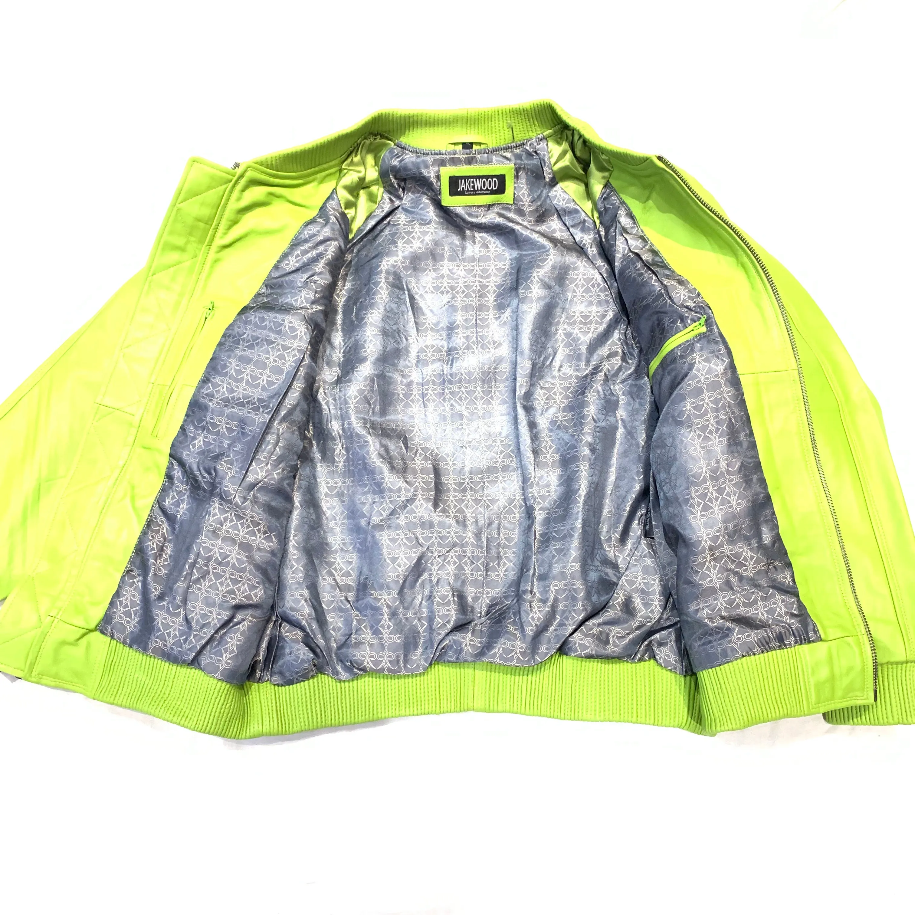 Jakewood Lime Green Lambskin Varsity Jacket