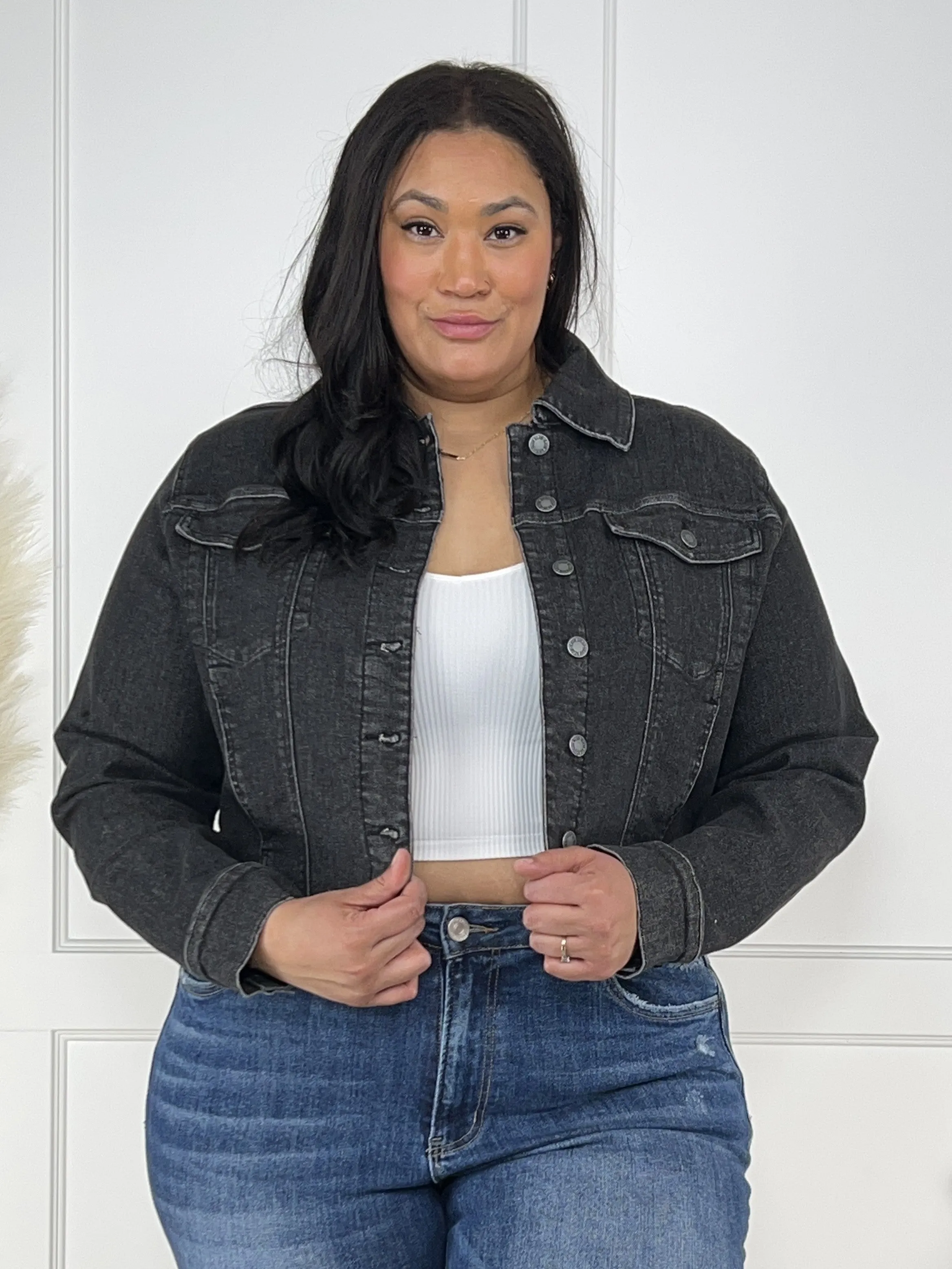 Judy Blue Night Like This Cropped Denim Jacket