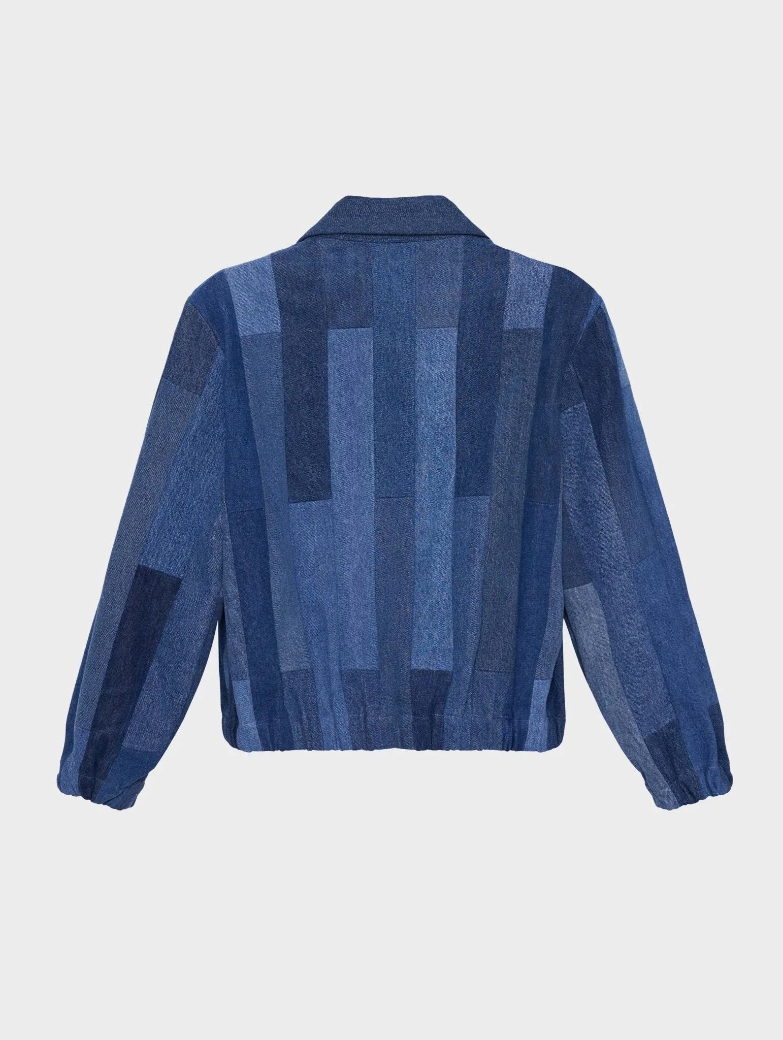 Kara Bomber Jacket Tessellated Denim Patchwork