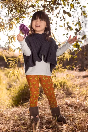 Kid's Leggings - Piki on Orange