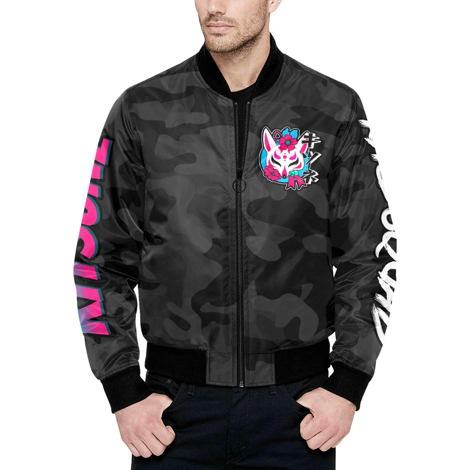 Kitsune Black Camo Bomber Jacket