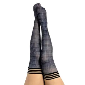 Kixies Debbie Plaid Thigh Highs Navy