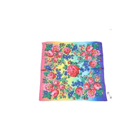 Kokum Floral Art Silk Touch Rainbow Scarf - 30x30