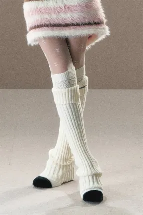 Lace Trim Knit Leg Warmers