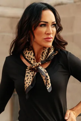 Leopard Print Square Bandana Scarf