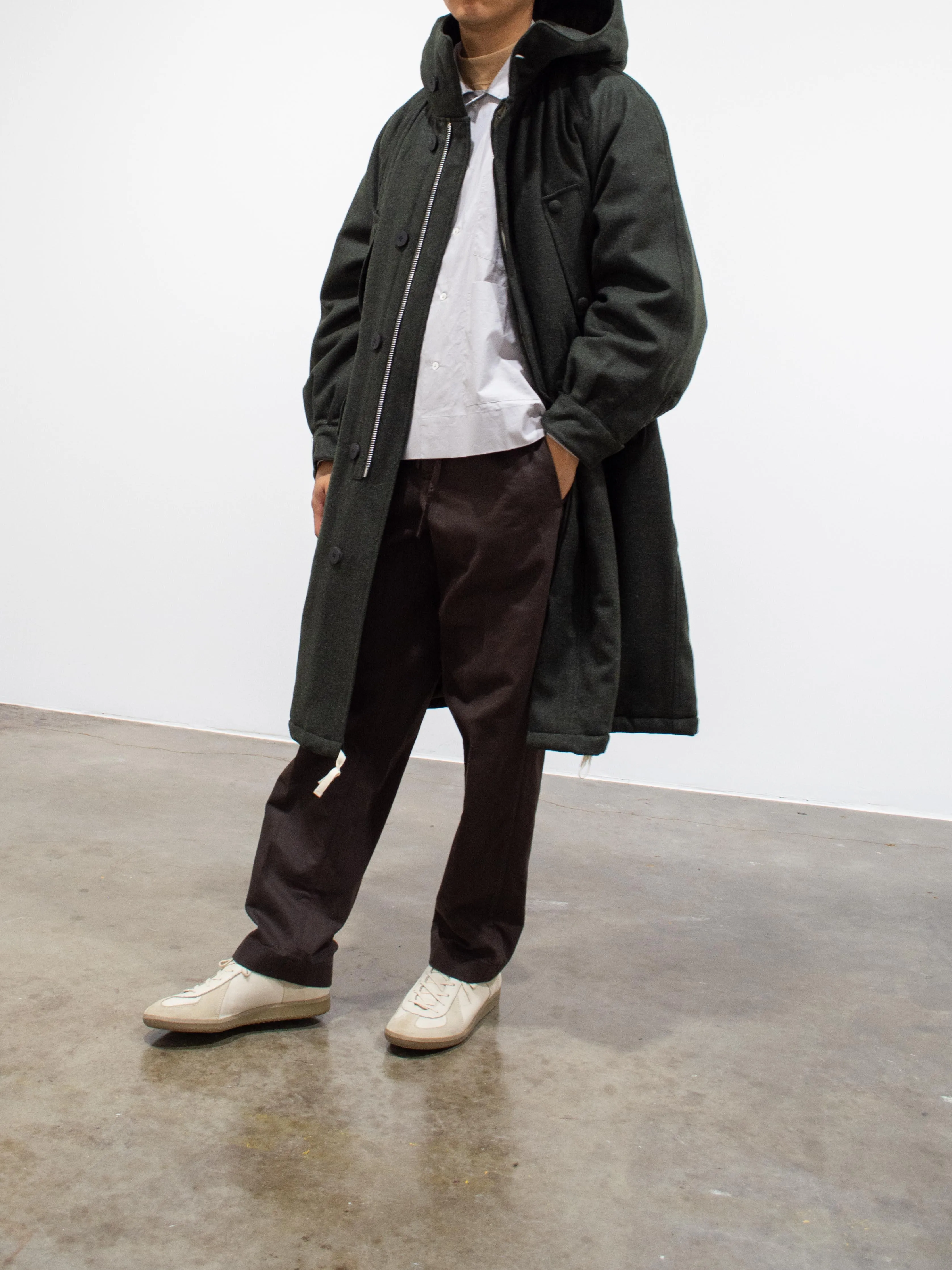 Lightweight Padded Wool Parka - Forest Green