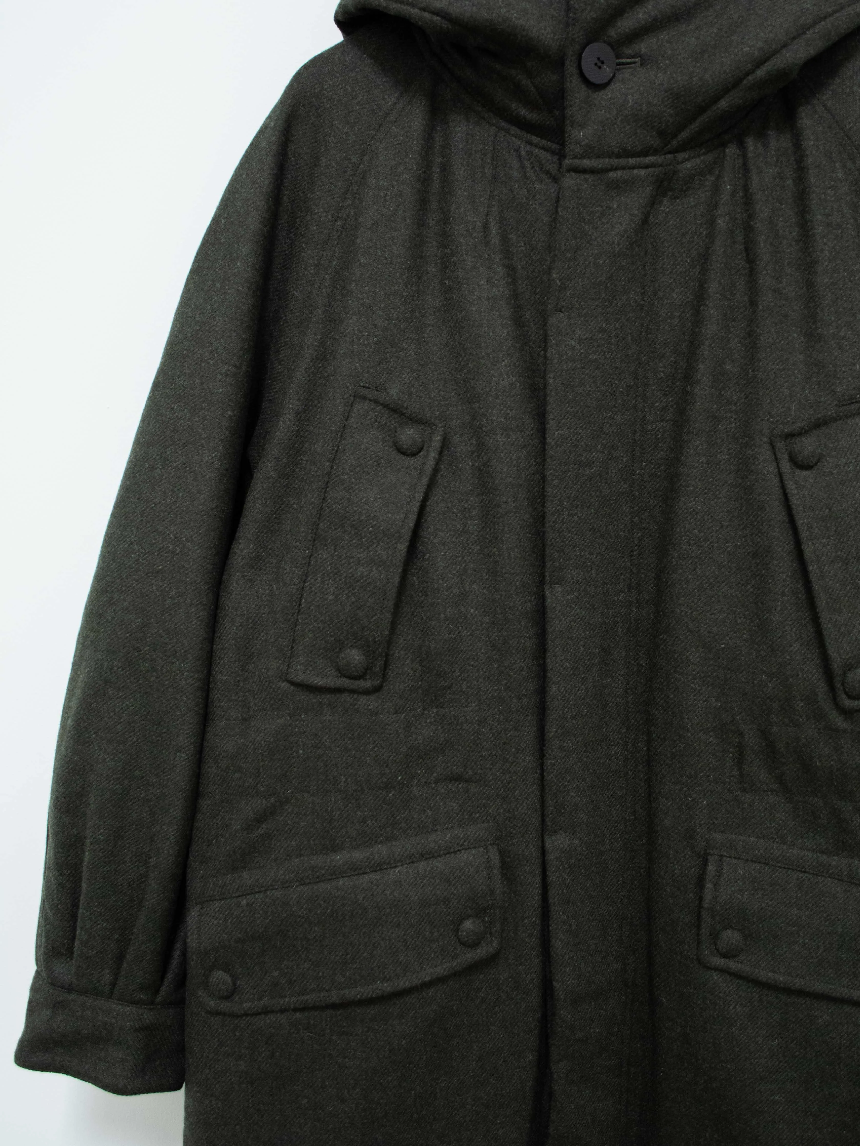 Lightweight Padded Wool Parka - Forest Green