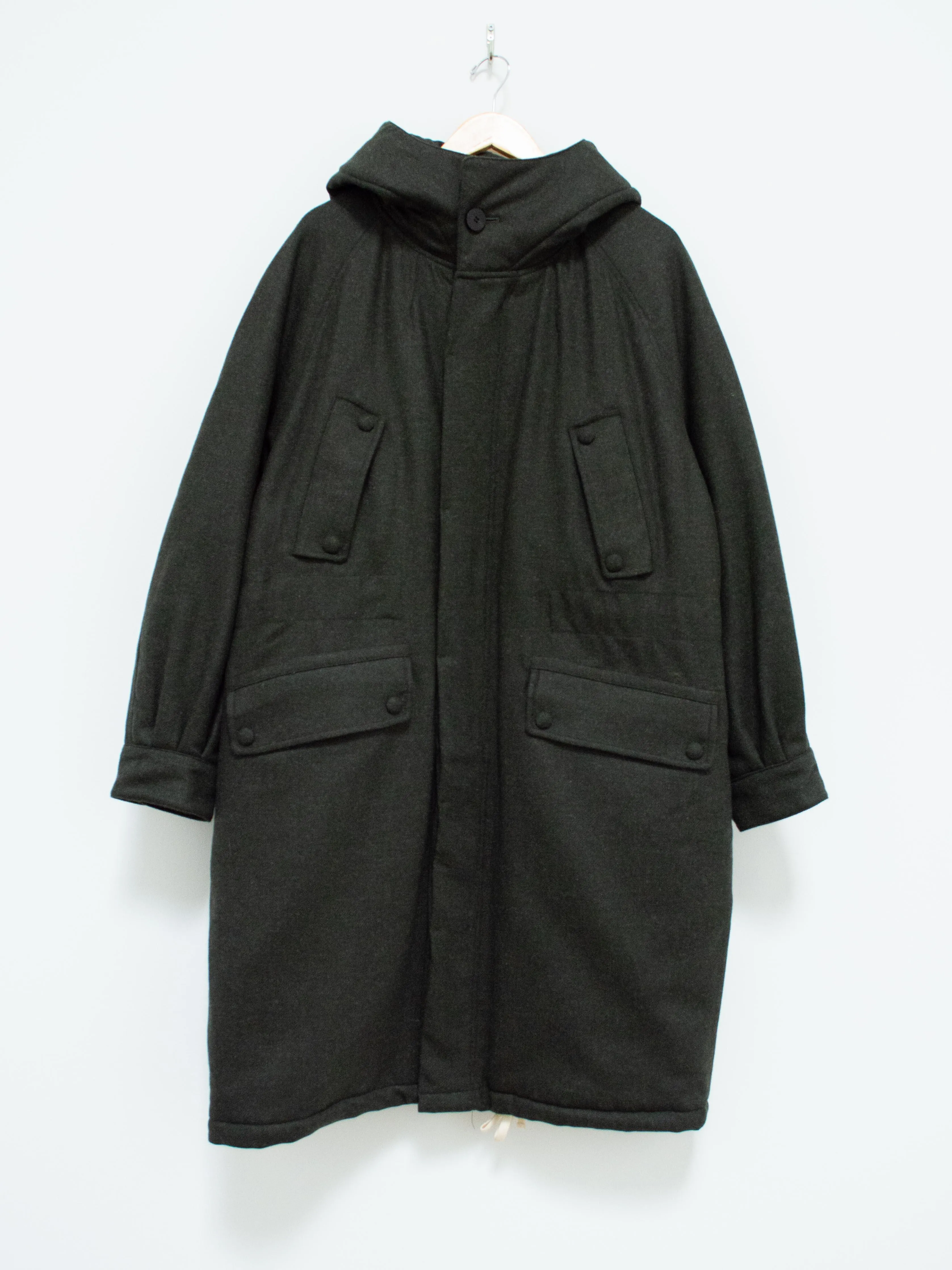 Lightweight Padded Wool Parka - Forest Green