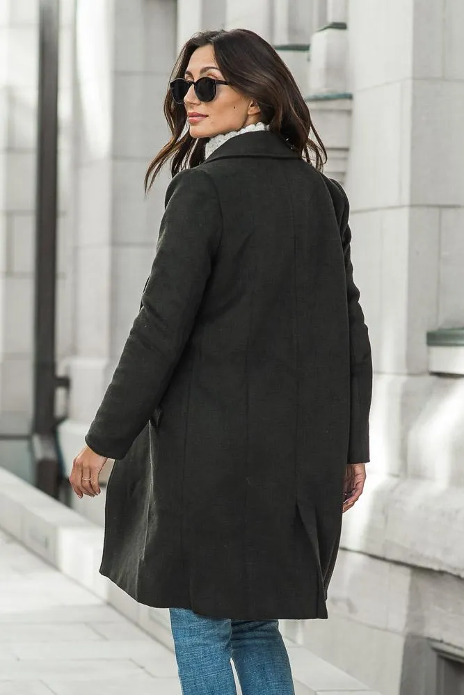 London Wool Coat in Olive - FINAL SALE