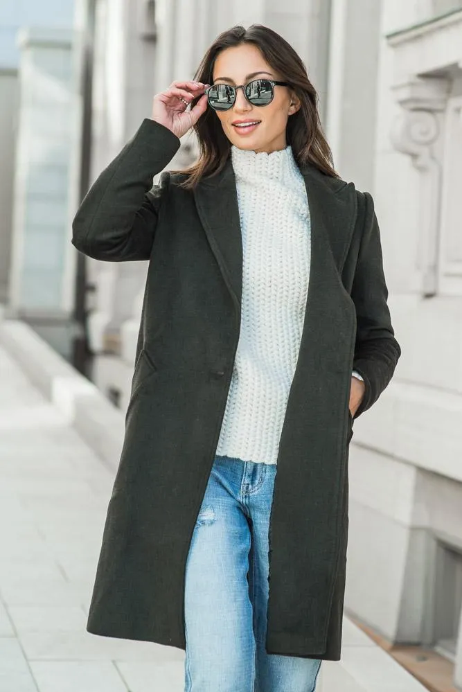 London Wool Coat in Olive - FINAL SALE