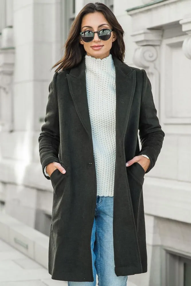 London Wool Coat in Olive - FINAL SALE