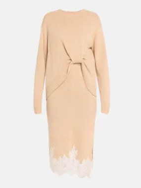 Long-Sleeve Draped Knit Dress