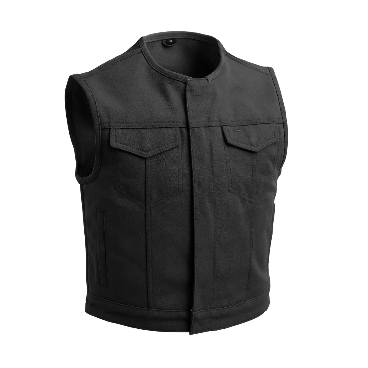 Lowside Black Men's Motorcycle Canvas Vest